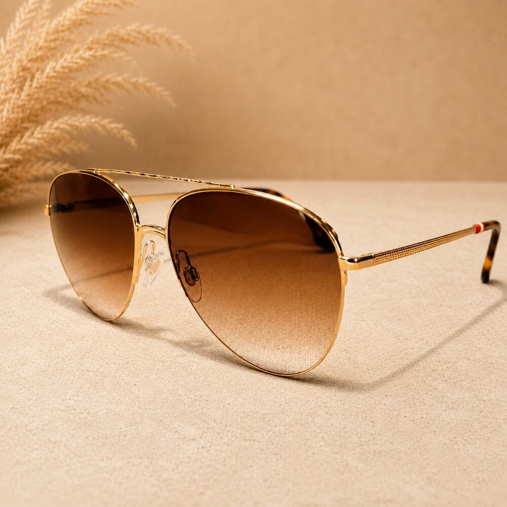 Burberry BE3113 Ferry Gold Aviator Sunglasses Brown Gradient Lenses - Picture 4 of 5